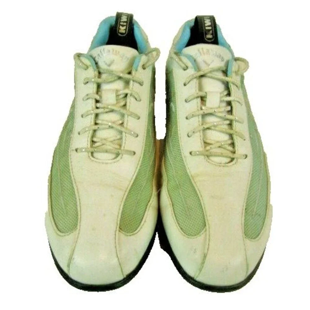 Womens Shabby Chic Callaway Golf Shoes White/Blue Embroidery Rhinestones Sz 7